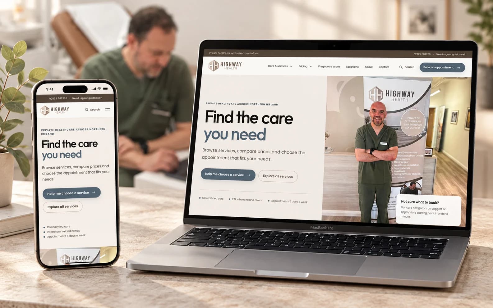 Highway Health website on a MacBook Pro and iPhone