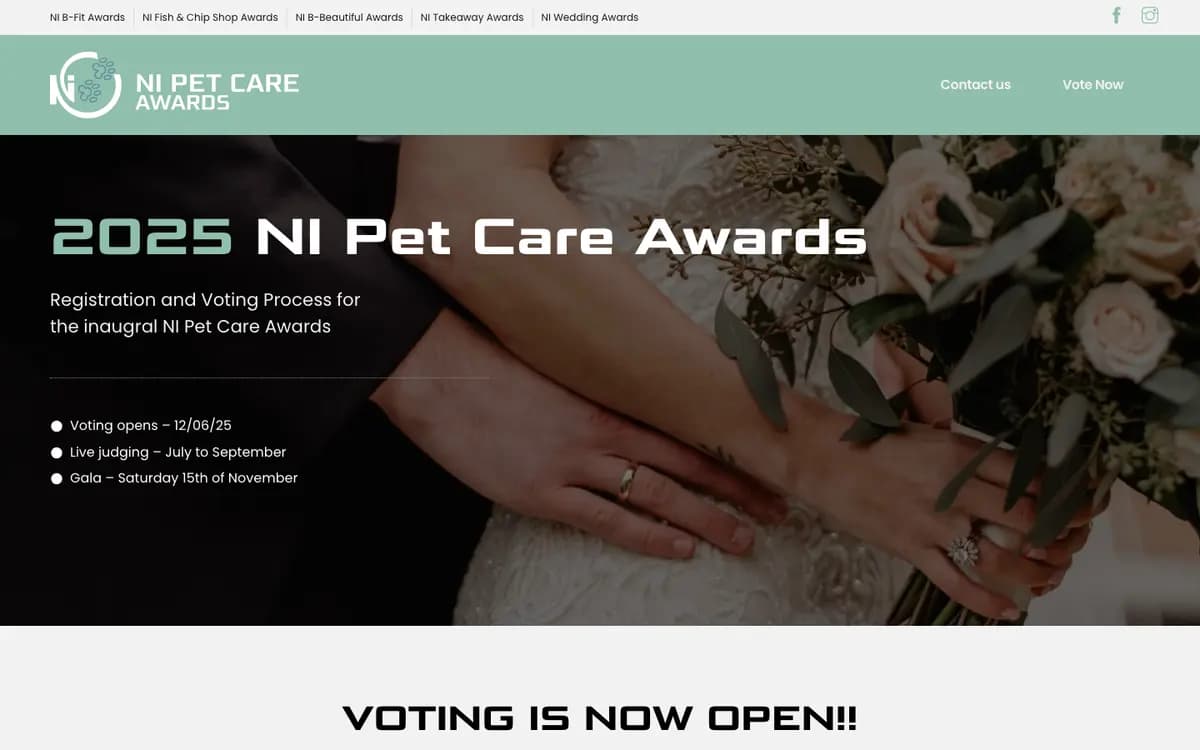 NI Pet Care Awards homepage